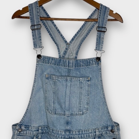 Abercrombie &‎ Fitch Distressed Denim Bib Overalls Shortalls Jeans Raw Hem Large - Picture 3 of 6